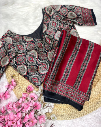 Ajarak Pure Semi Soft Saree With Stitched Blouse budget 🌟
