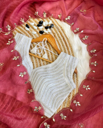 Pearl Stitched Blouse with Crush sarees Budget