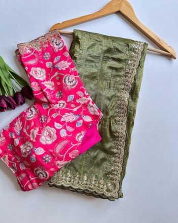 Crush Fancy Saree Budget Wear (Unstich blouse)