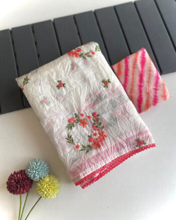 Paper crush saree with embroidery all over budget